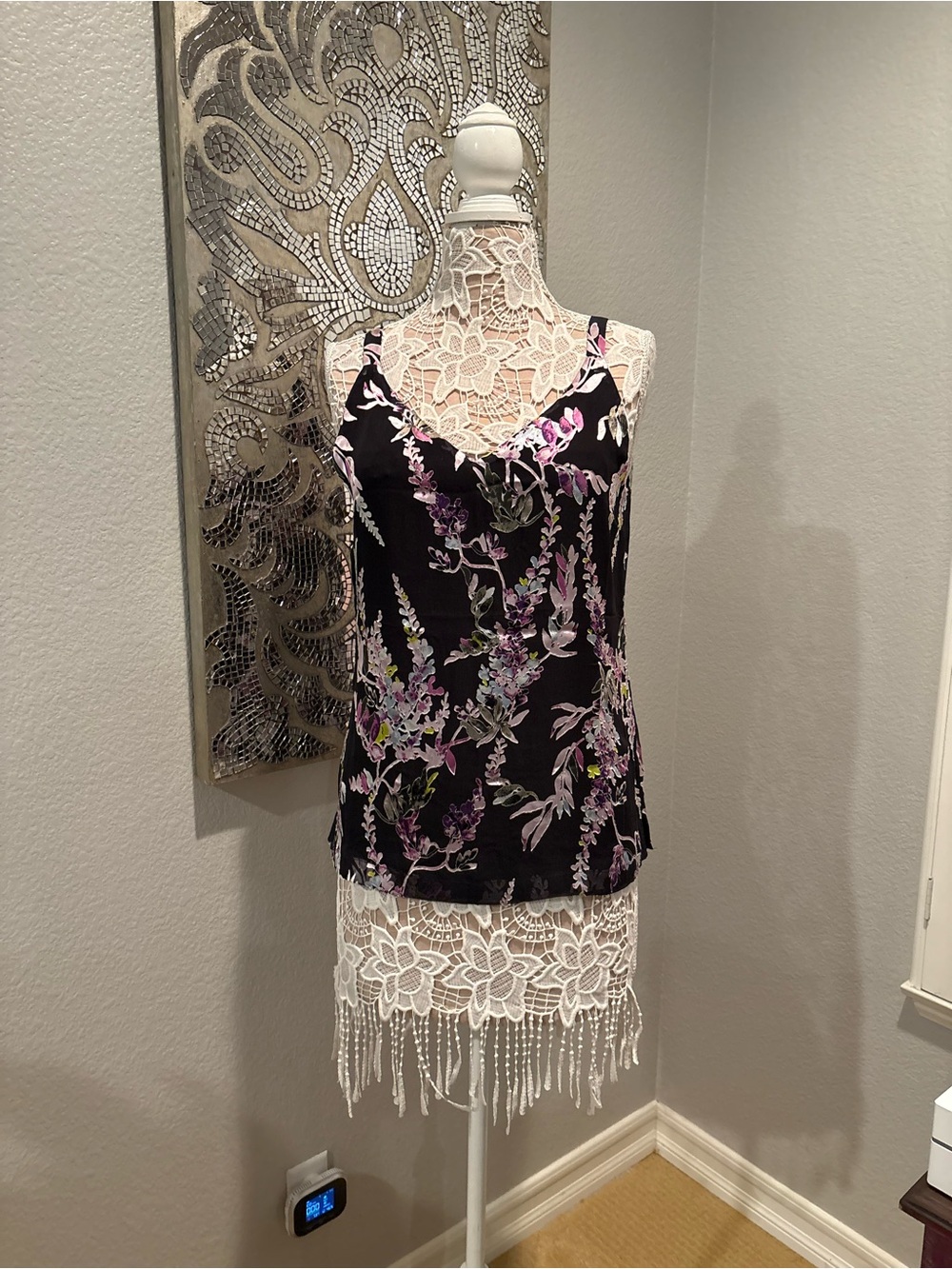 White House Black Market Black and Red Lined Cami